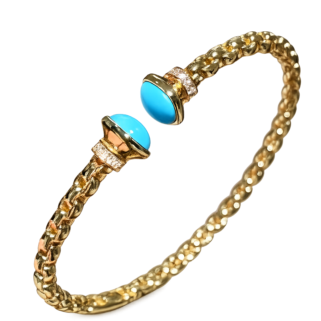Vintage Style Chain Cuff Bracelet with Turquoise