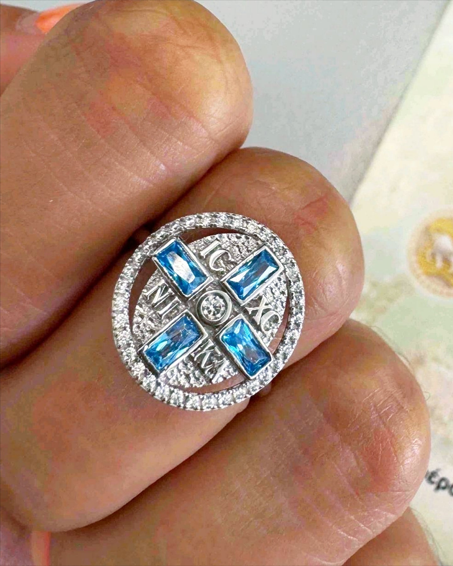 White and Blue Konstantinato Ring