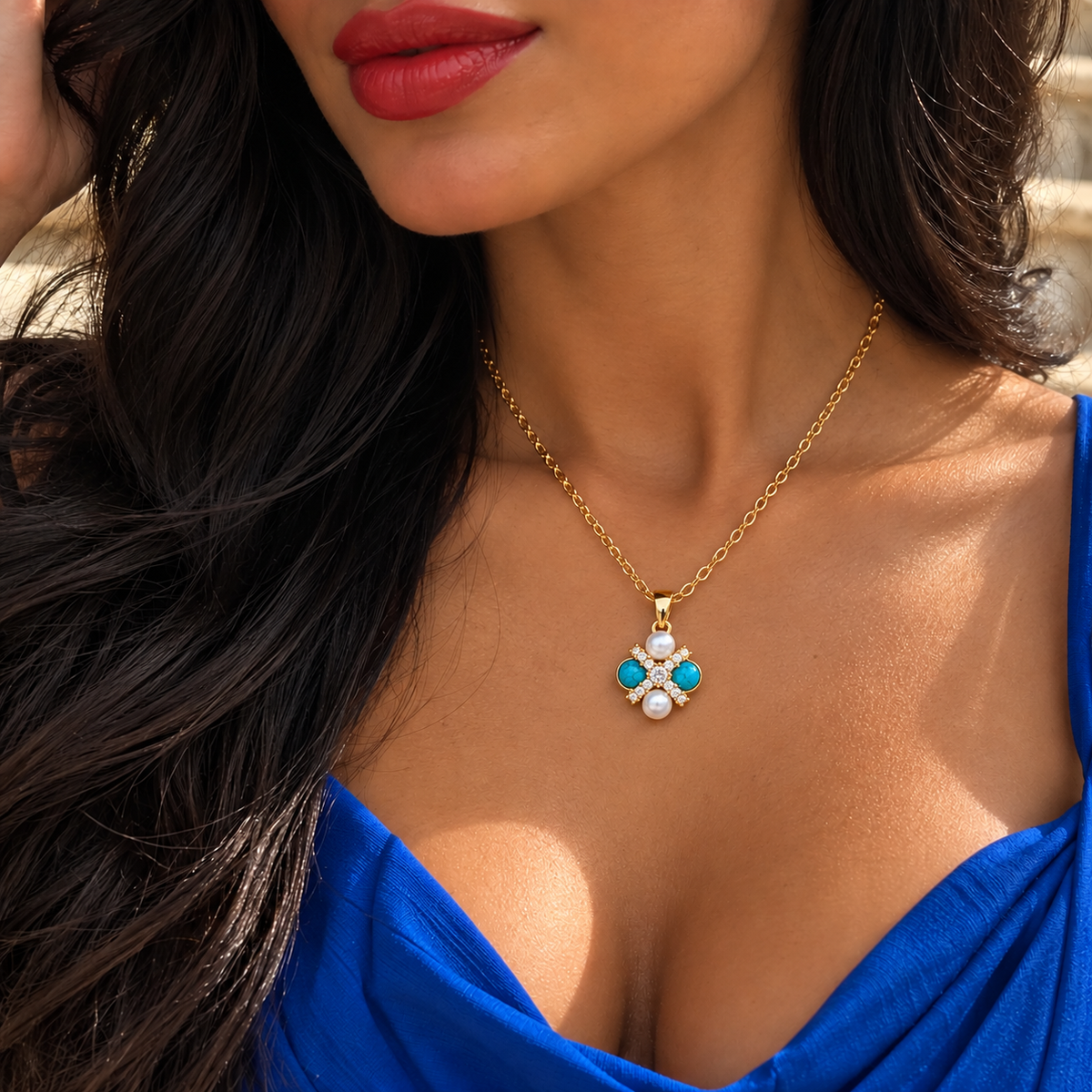 Between Two Seas Cross Necklace