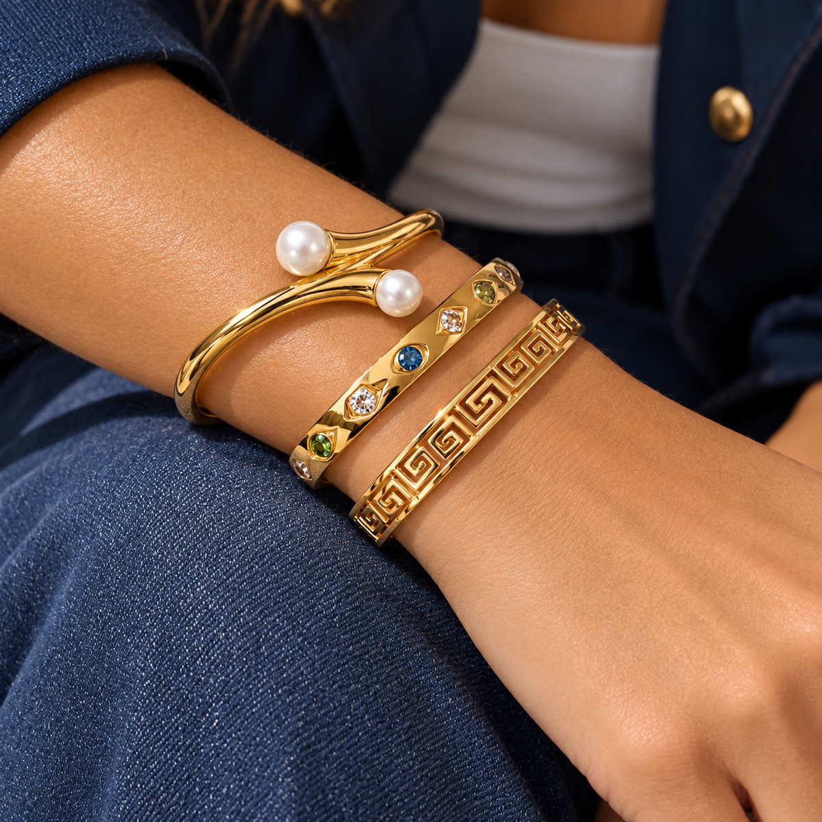 Pearls in Greek Paradise Cuff