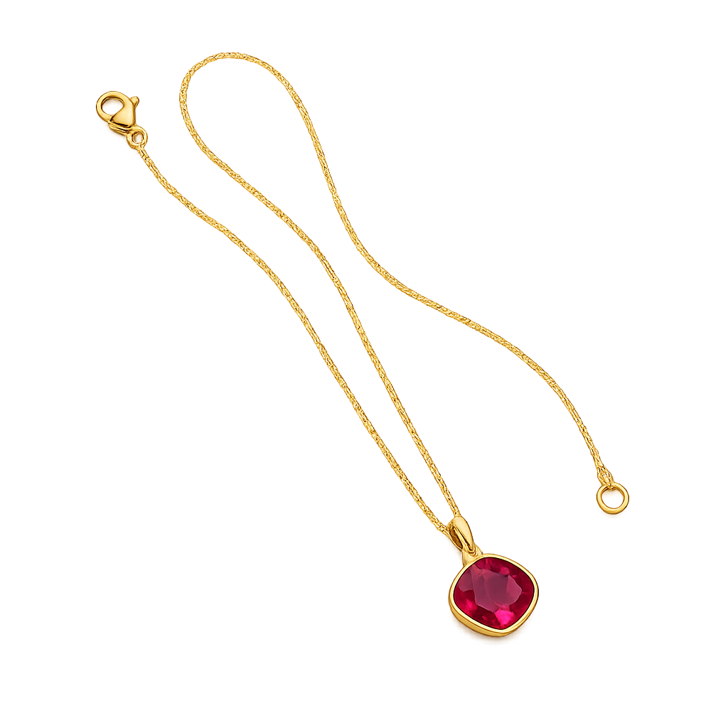 Bougainvillea Rubellite Tourmaline Solitare Necklace