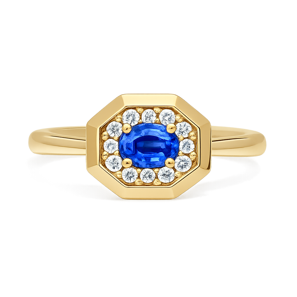 Blue Sapphire Halo Ring