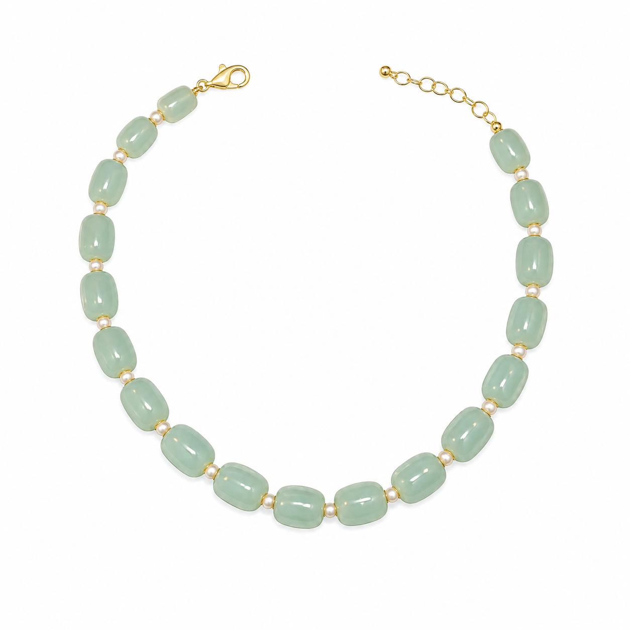 Jade and Pearl Beaded Necklace