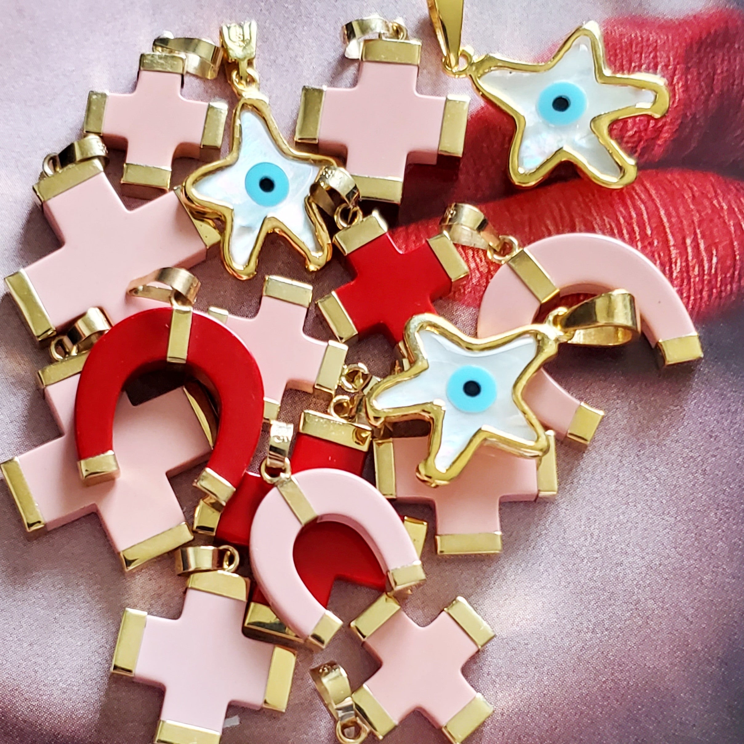 Coral Horseshoe Charm