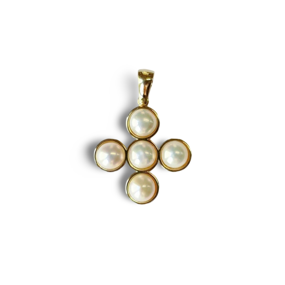 Pearl Cross Charm