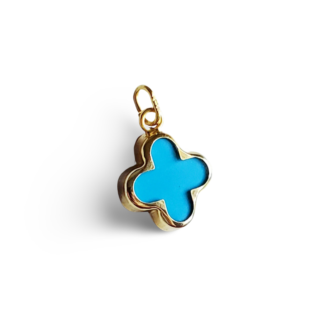 Turquoise Quatrefoil Charm