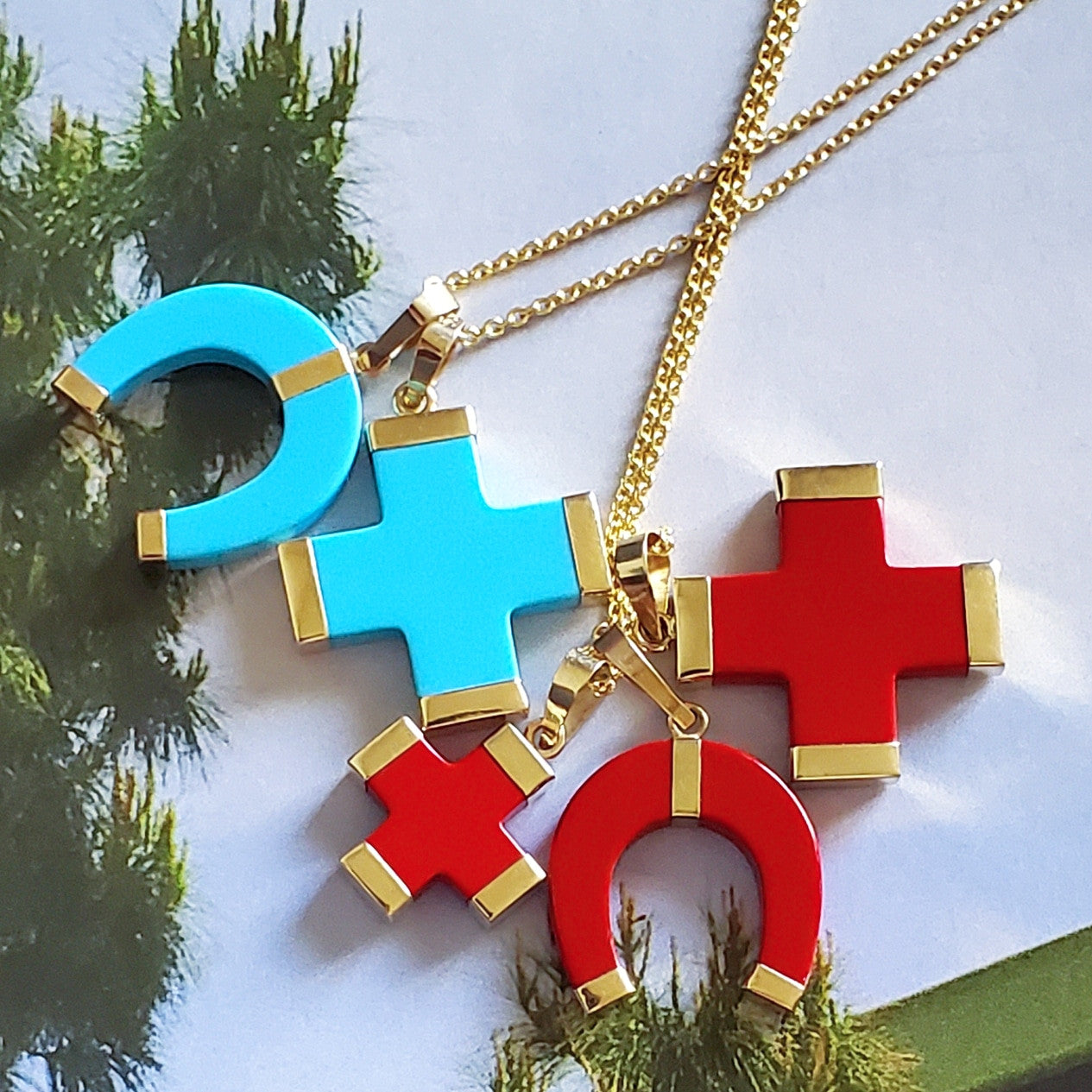 Coral Horseshoe Charm