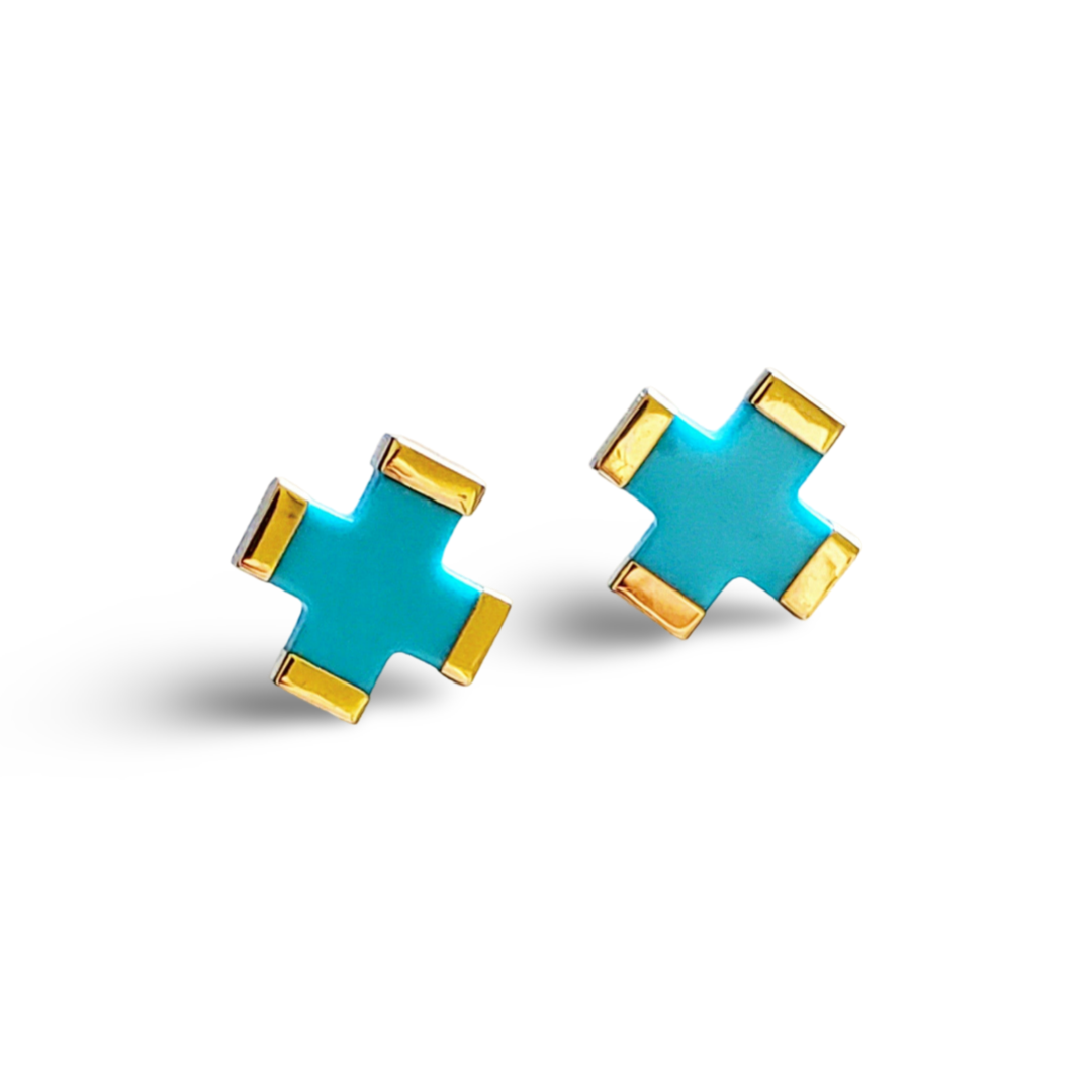 Turquoise Cross Earrings