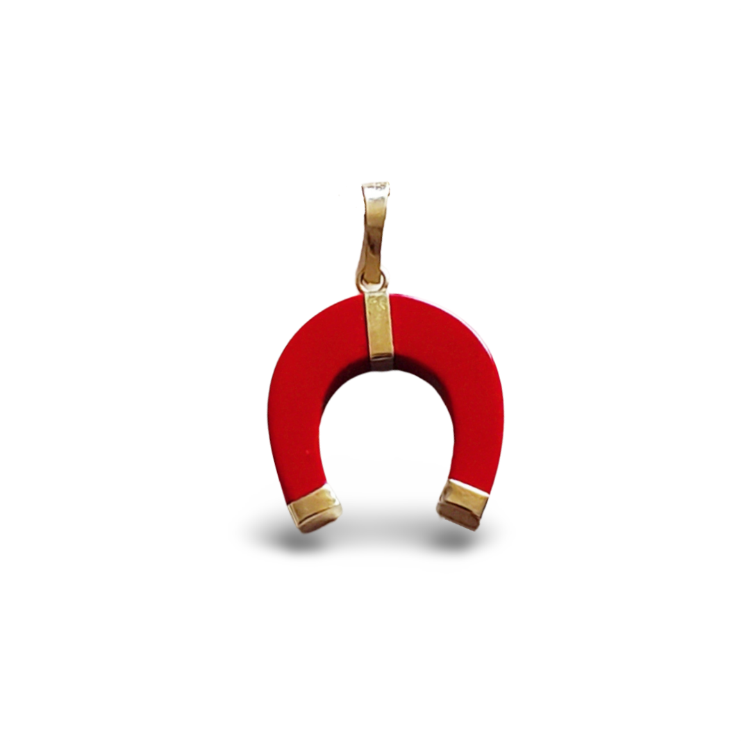 Coral Horseshoe Charm