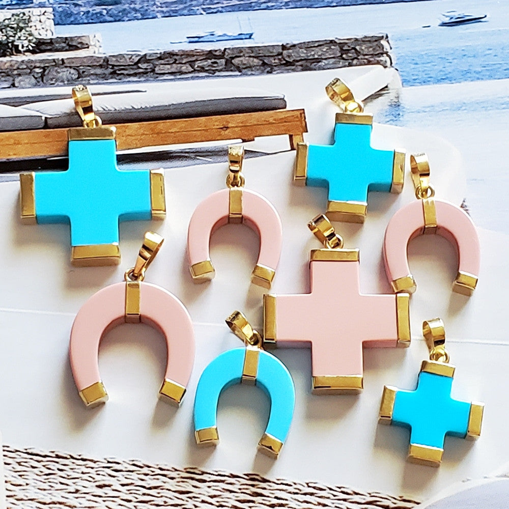 Turquoise Cross Charm (large)