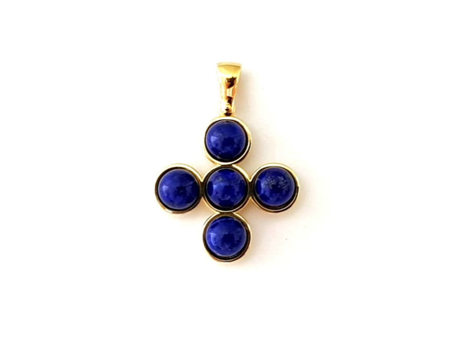 Lapis Cross Charm (5 stone)