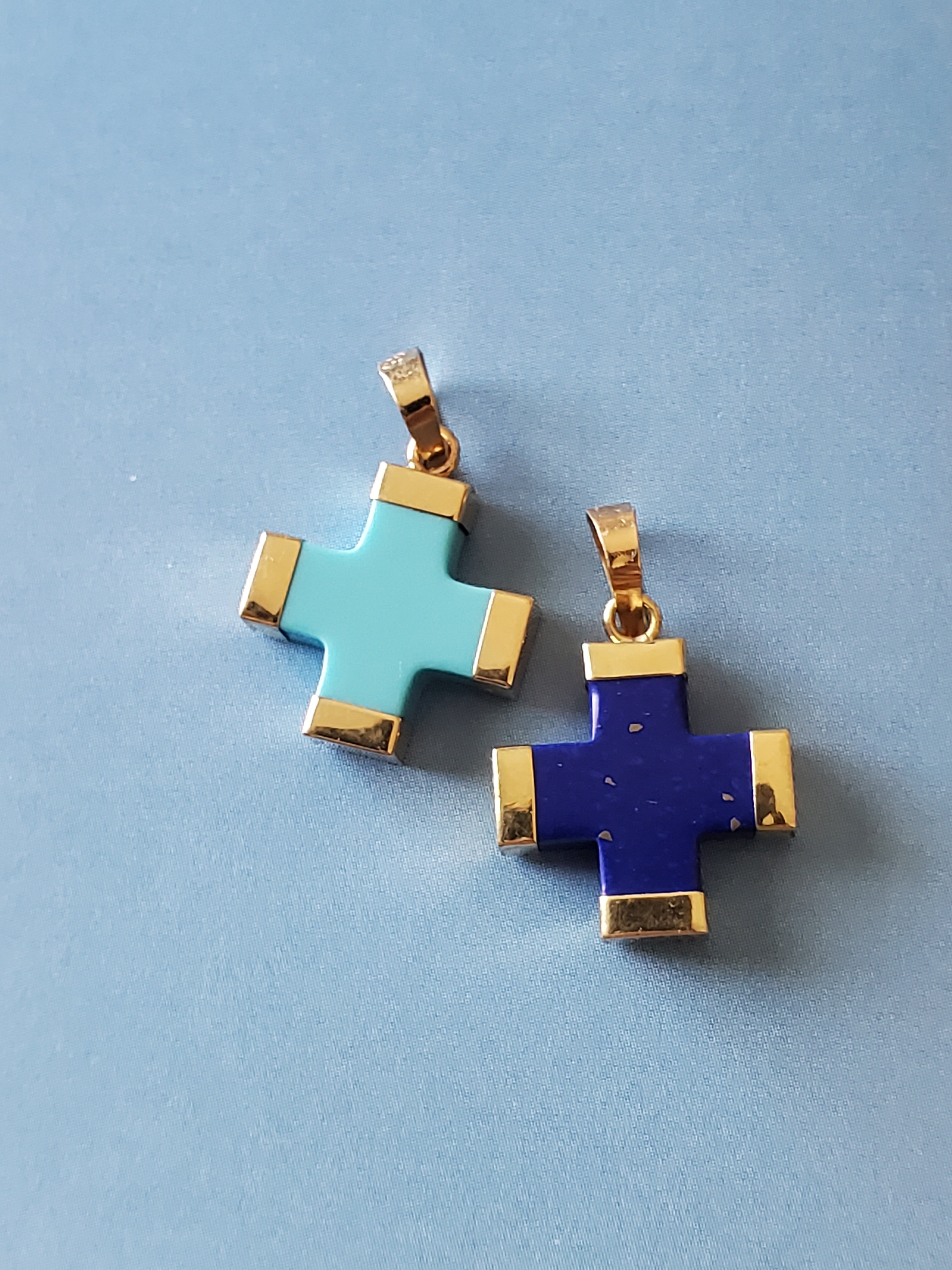 Lapis Cross Charm (small)