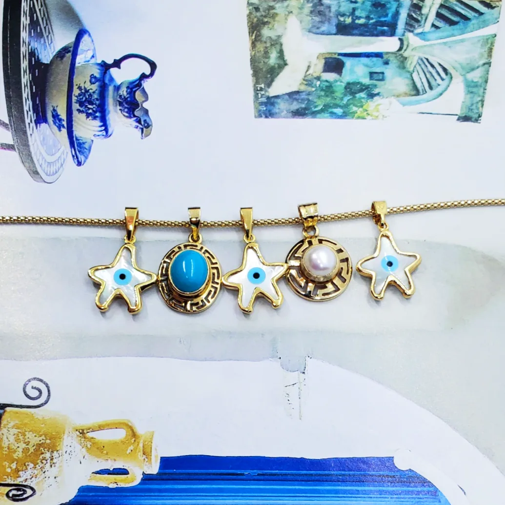 Turquoise Meandros Charm