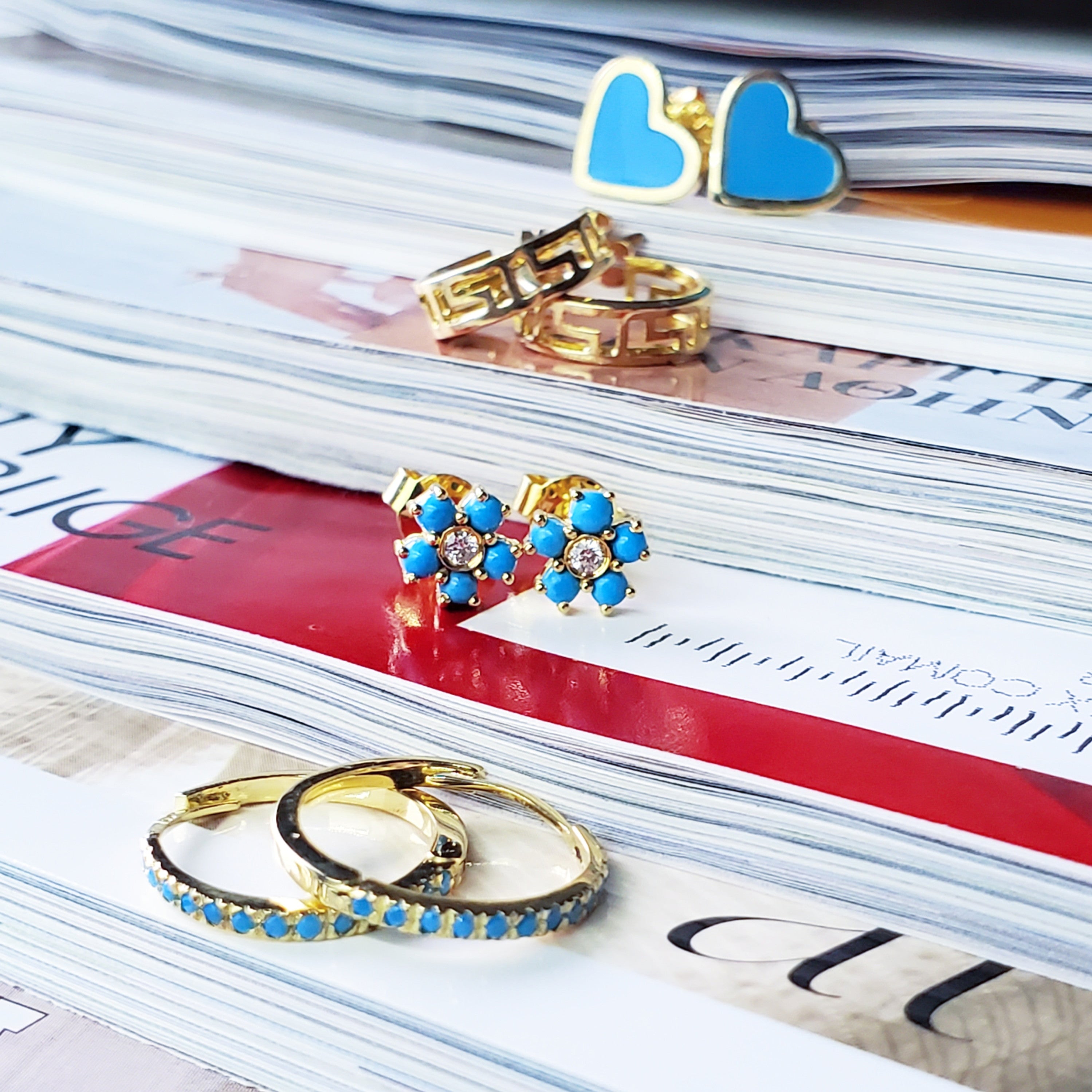 Turquoise Huggie Earrings