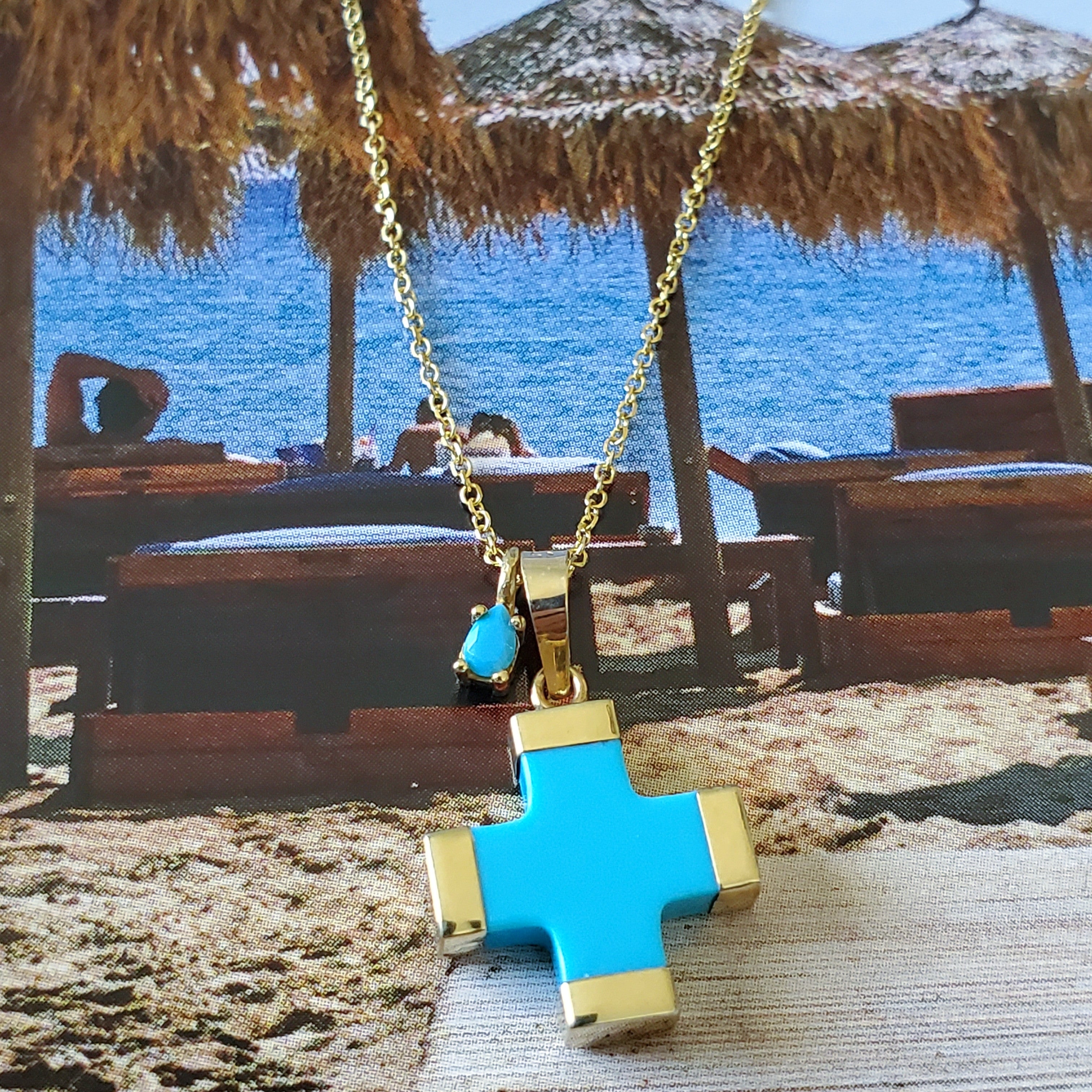 Turquoise Cross Charm (large)