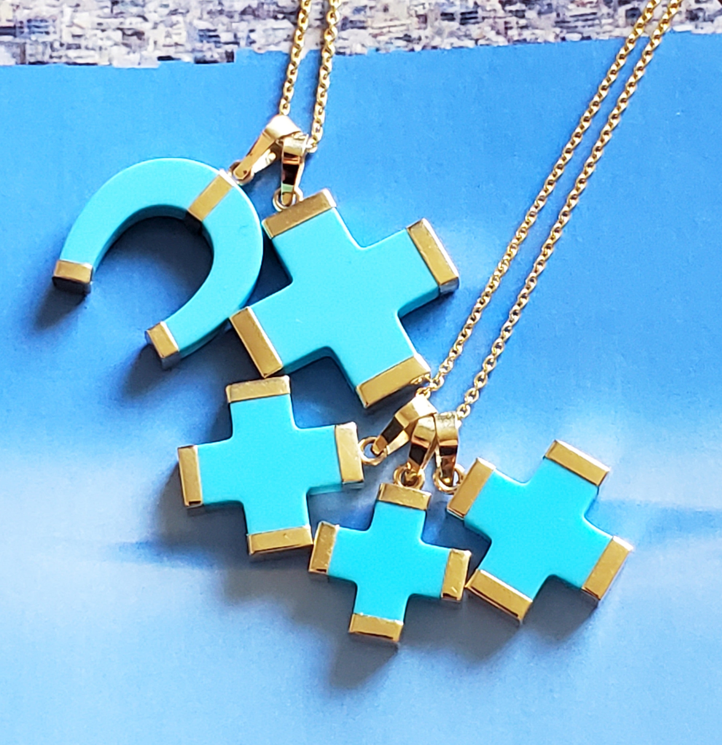 Turquoise Cross Charm (large)