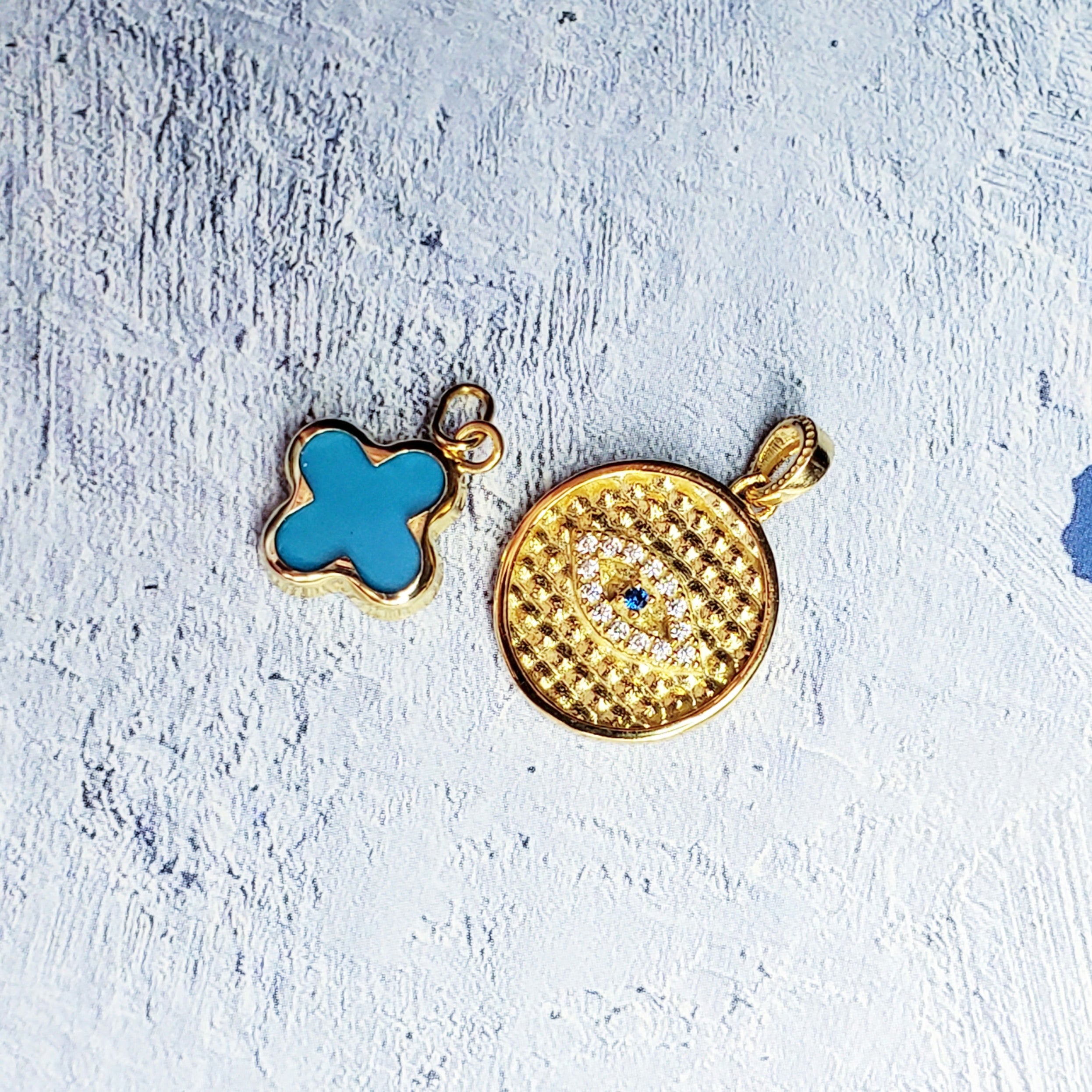 Turquoise Quatrefoil Charm