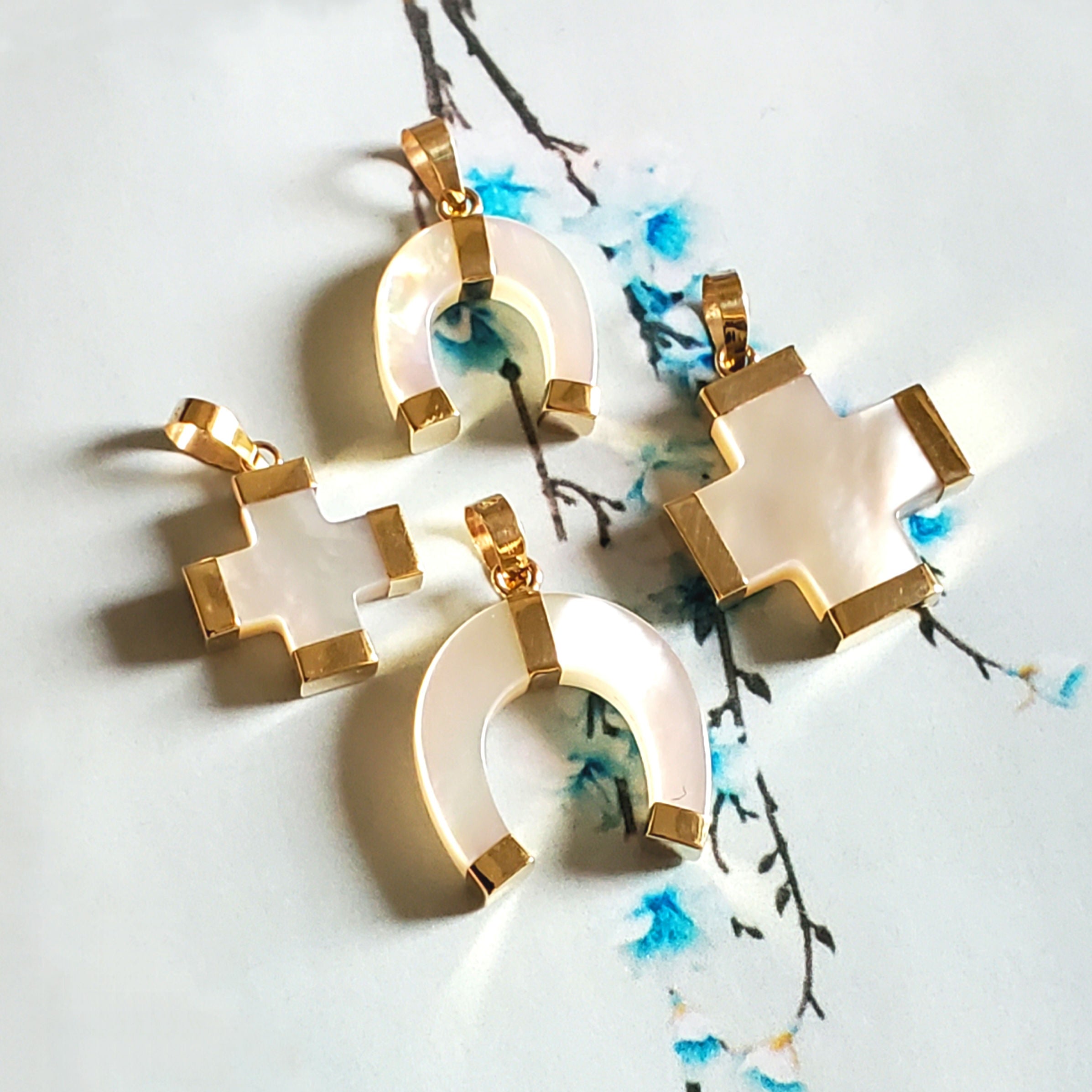 Mother of Pearl Cross Charm (large)