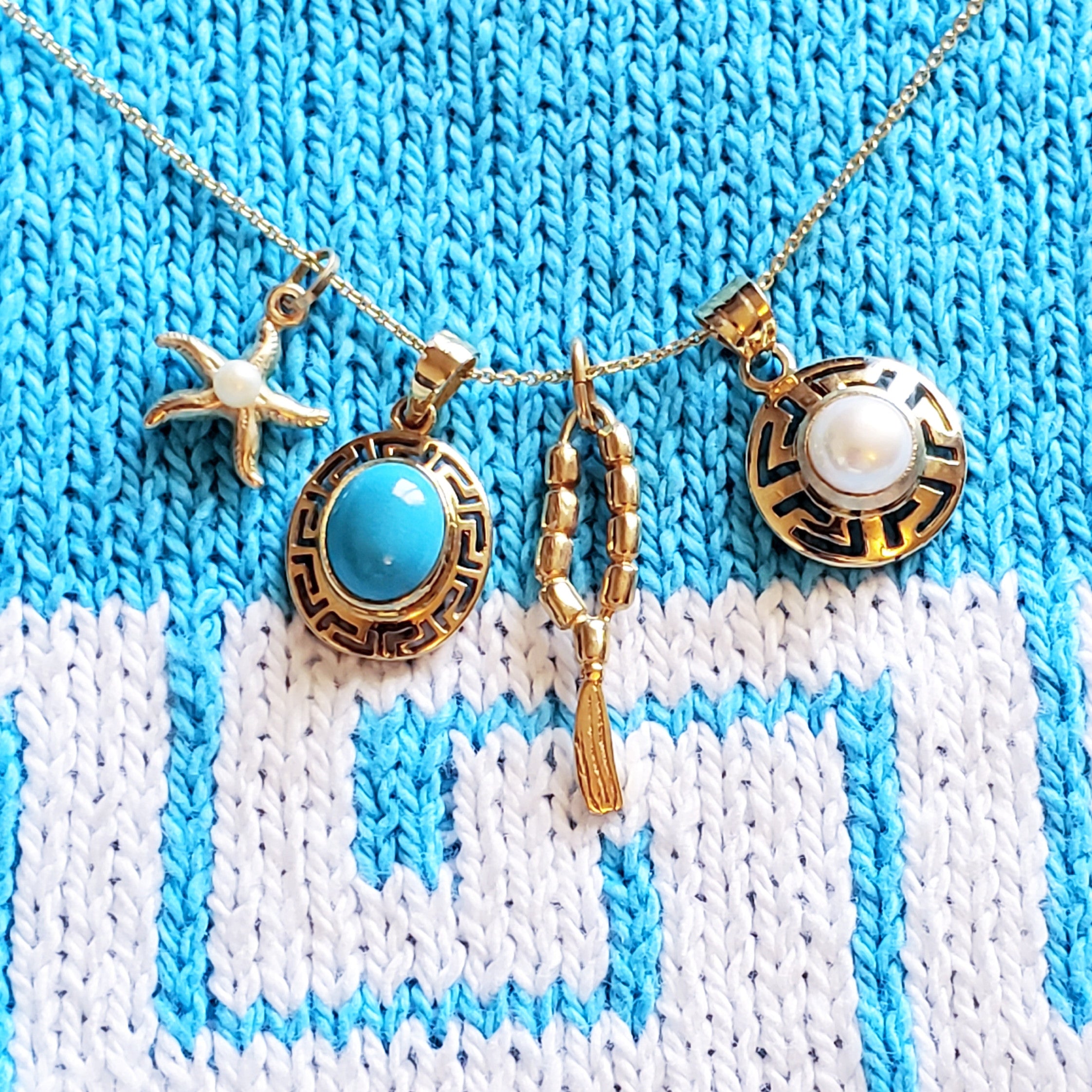 Turquoise Meandros Charm