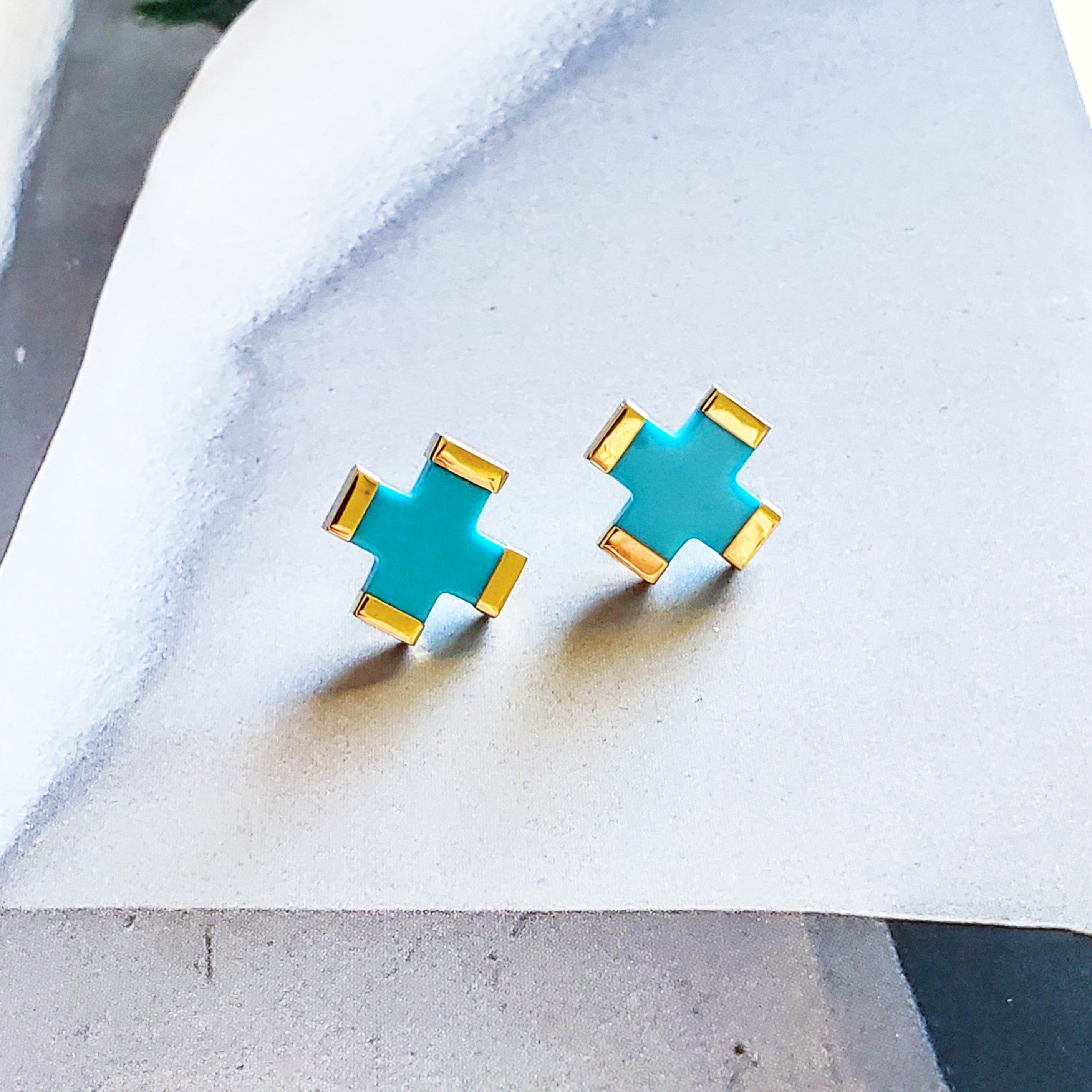 Turquoise Cross Earrings