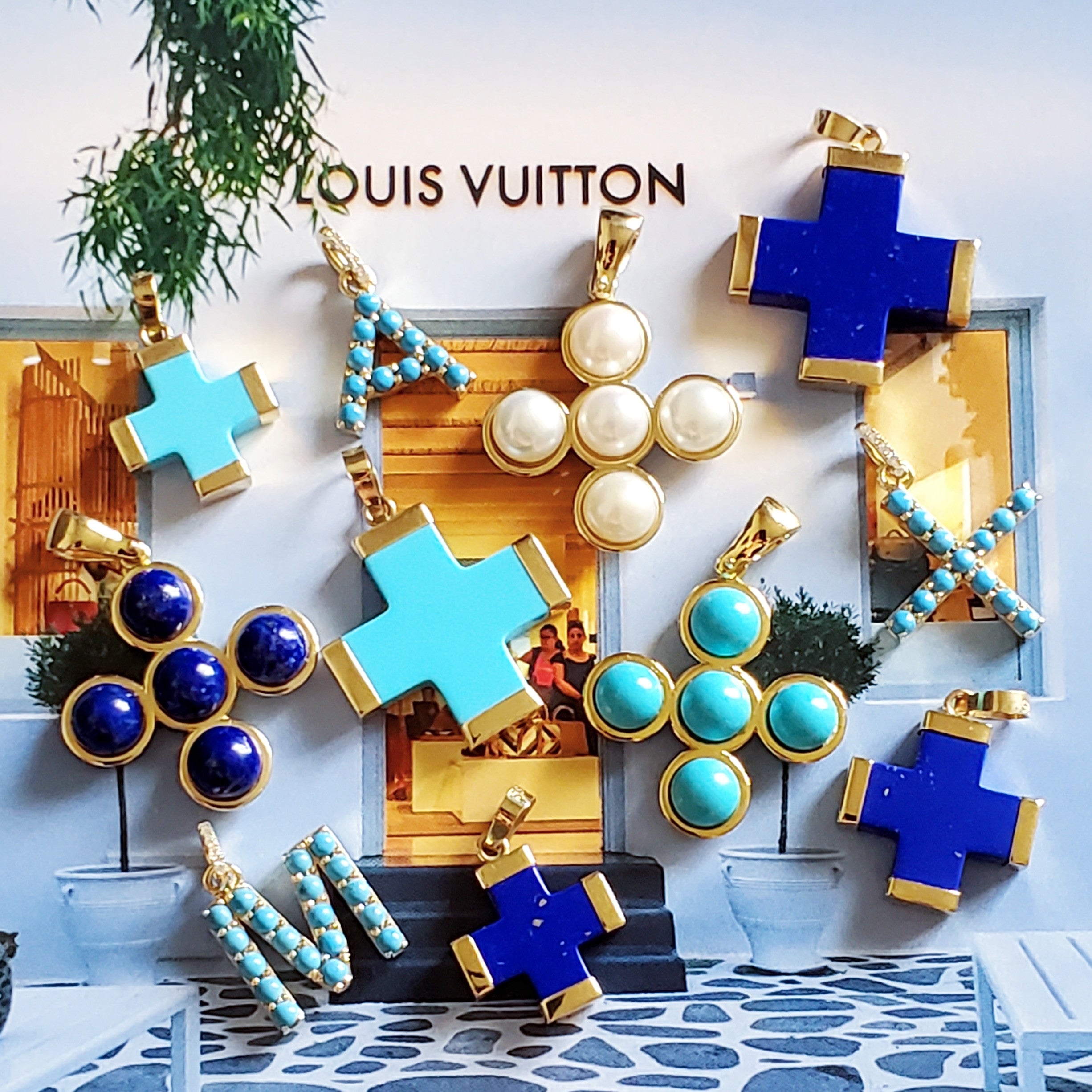Turquoise Cross Charm (large)