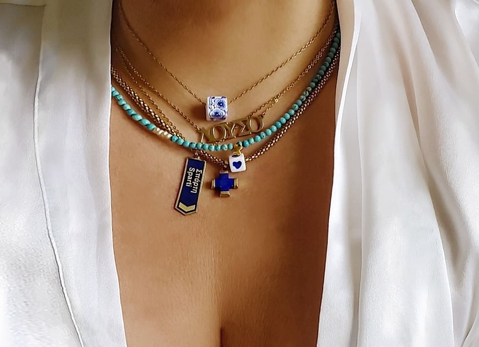 Santorini Flowers Protection Necklace