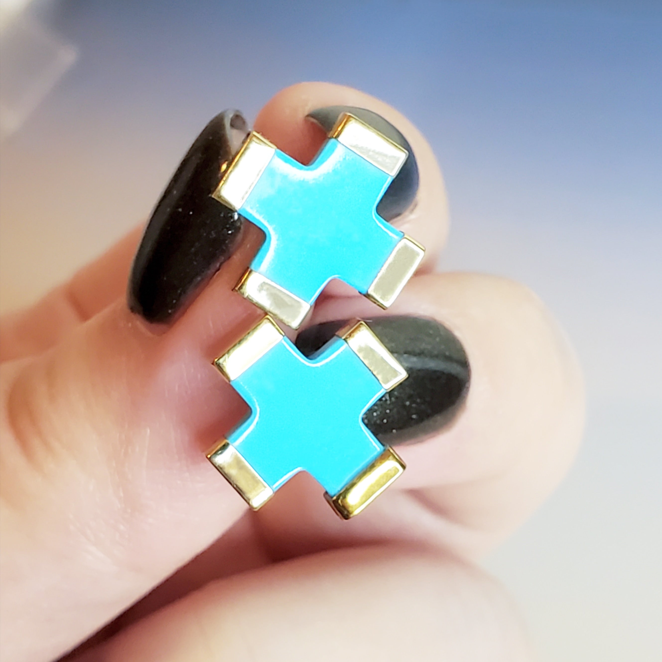 Turquoise Cross Earrings