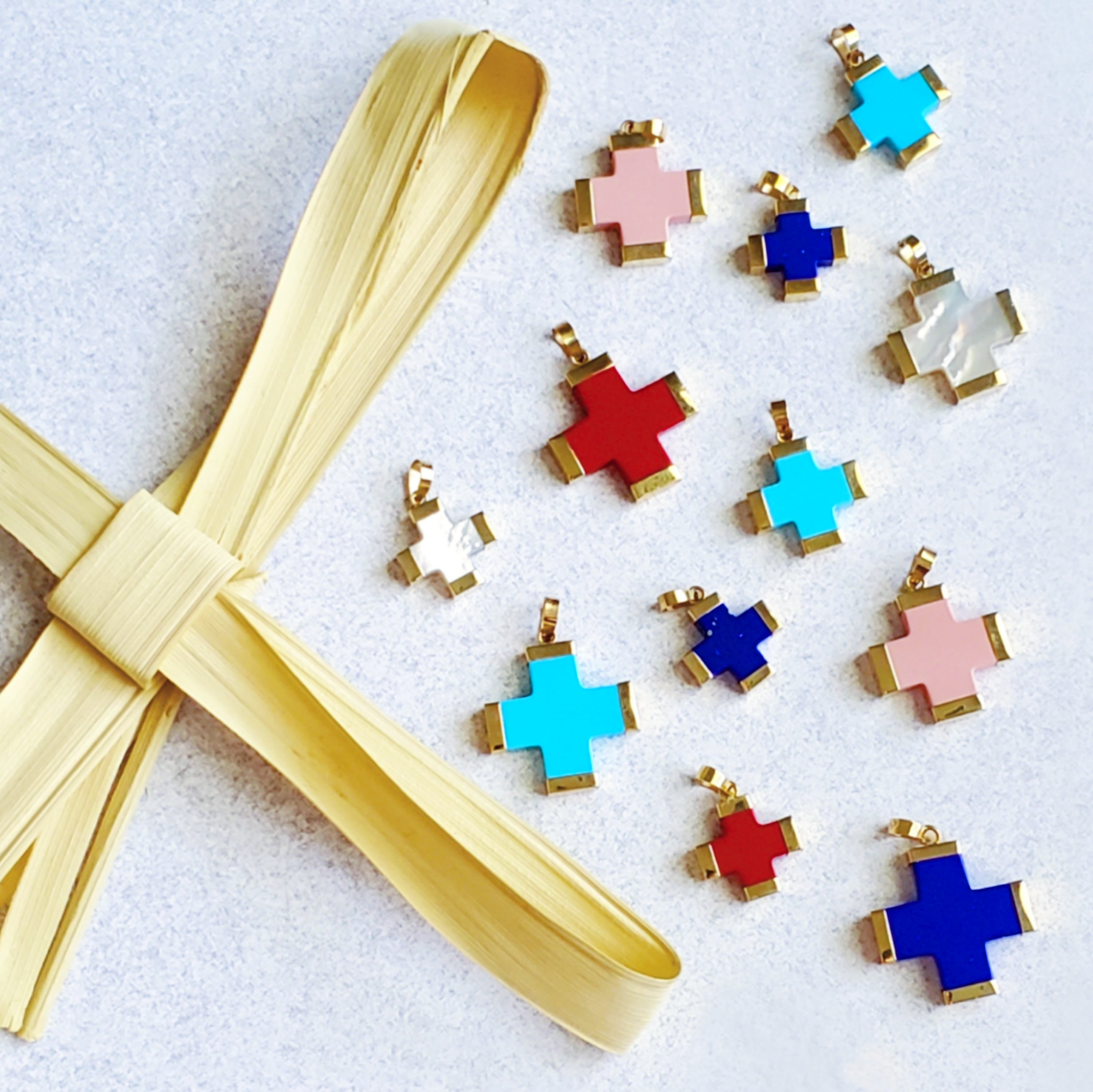 Lapis Cross Charm (large)