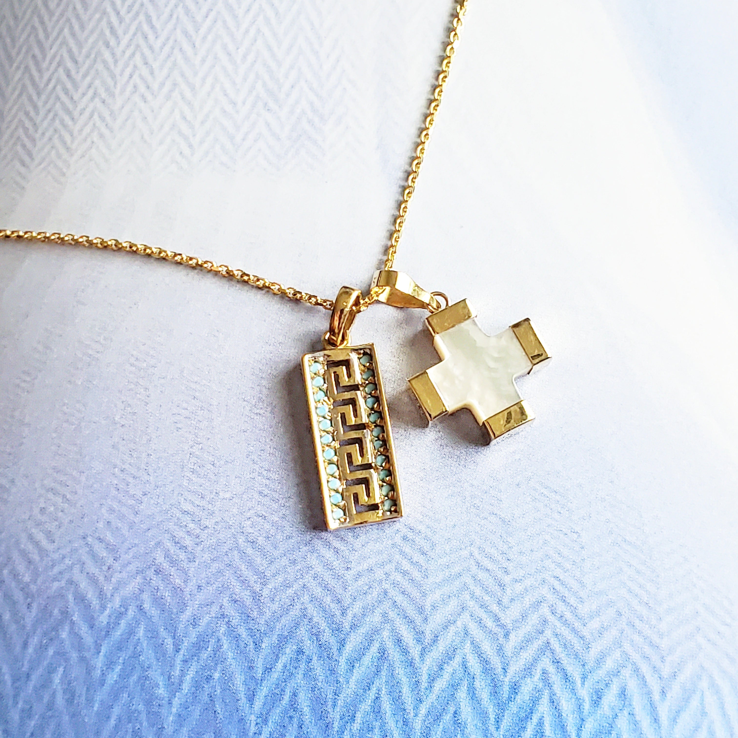 Micro Greek Key Tag