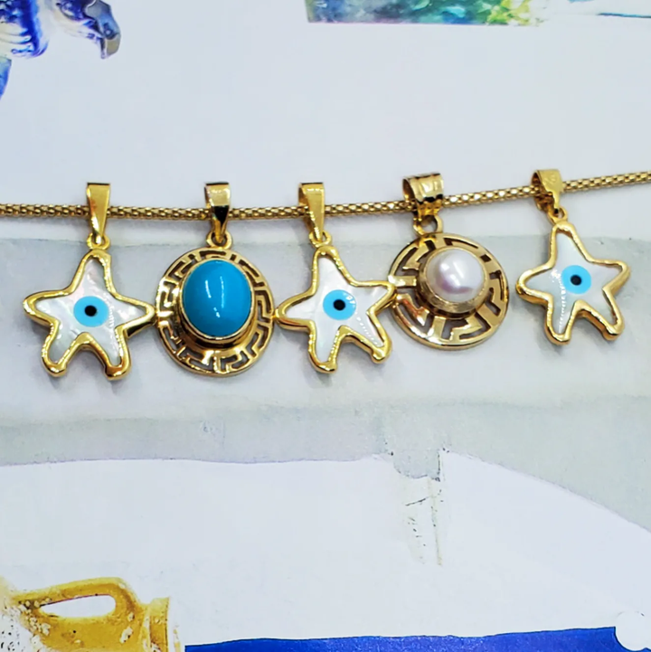 Turquoise Meandros Charm