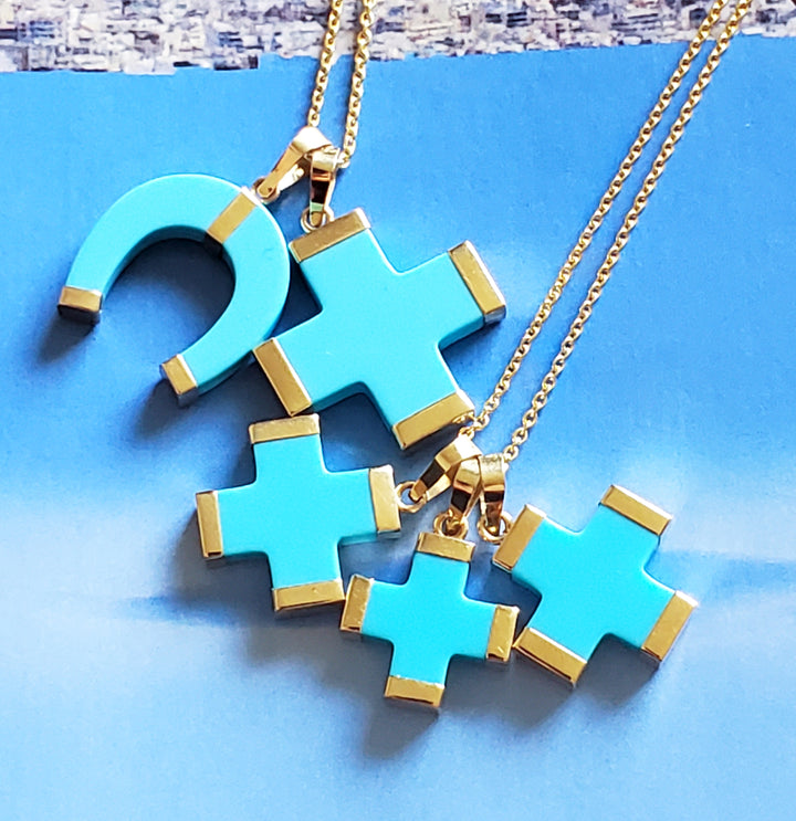 Turquoise Cross Charm (small)