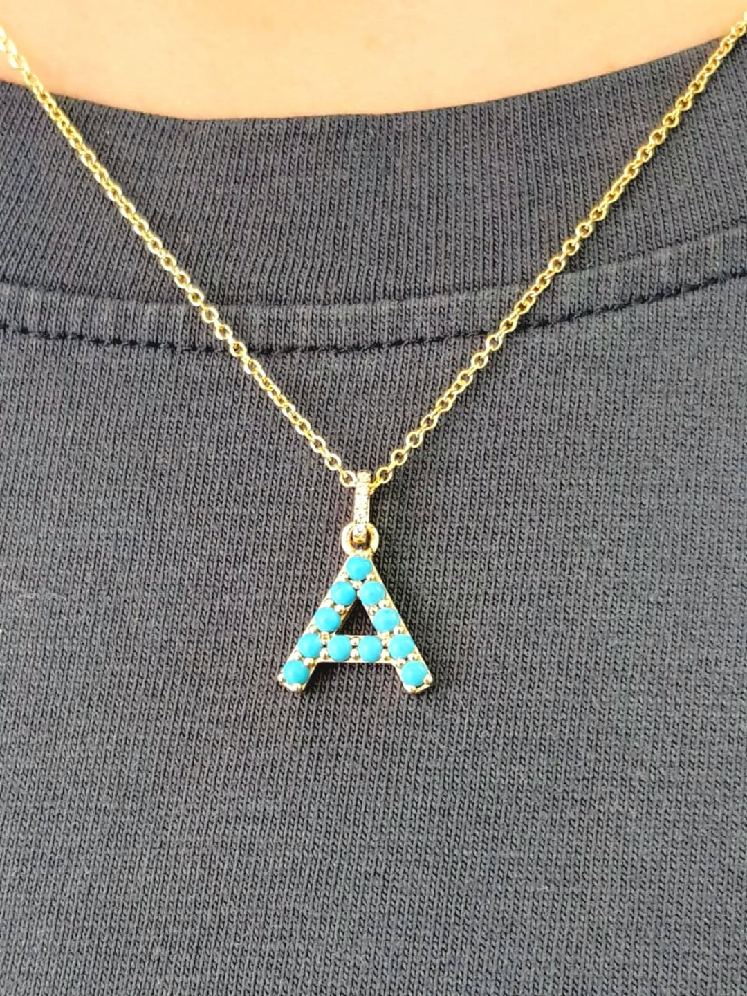 Turquoise Letter Charm