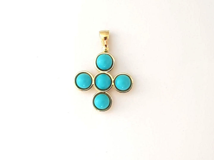 Turquoise Cross Charm (5 stone)