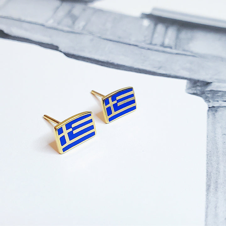 Greek Flag Earrings